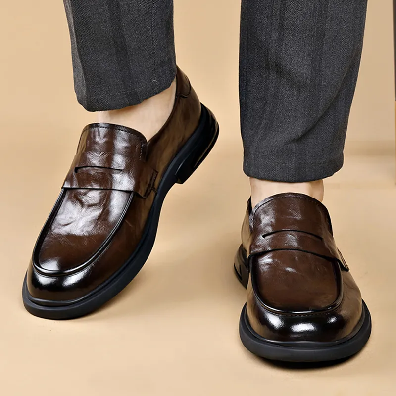 Romon Dress Shoes Men Low Top Black, Brown-12