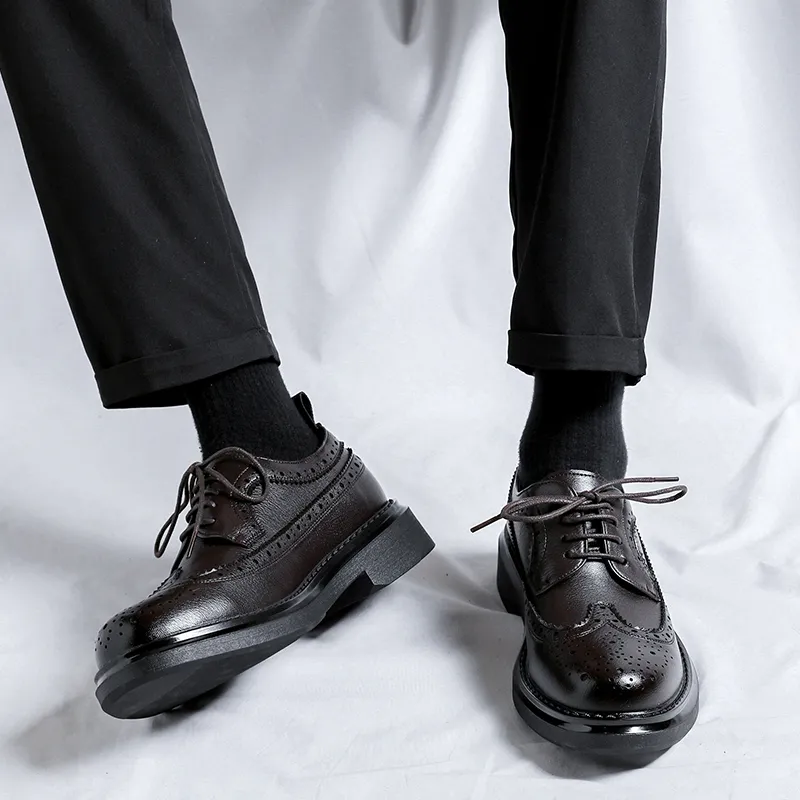Romon Dress Shoes Men Low Top Black-8