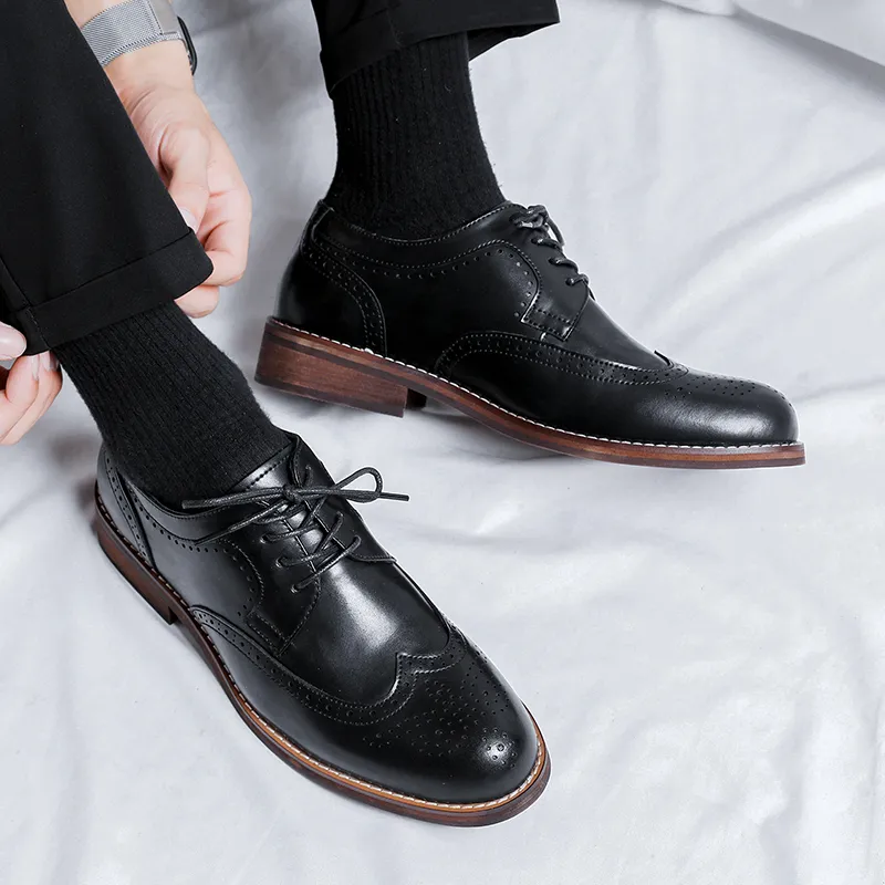 Romon Dress Shoes Men Low Top Black-6