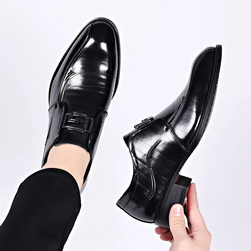 Romon Dress Shoes Men Low Top Black-4