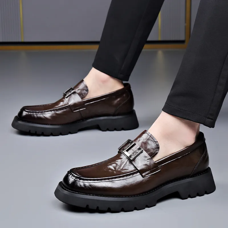 Romon Men's Casual Shoes Men Low Top Black/Brown-9