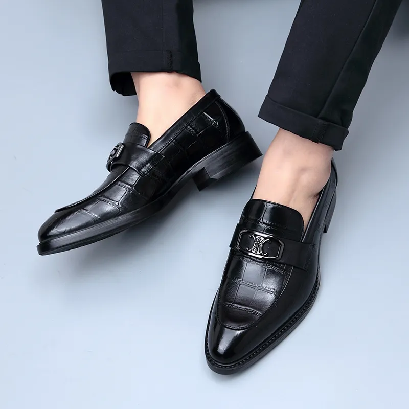 Romon Dress Shoes Men Low Top Black/Brown-3