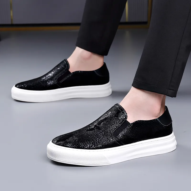 Romon Casual Shoes Men Low Top Black-4