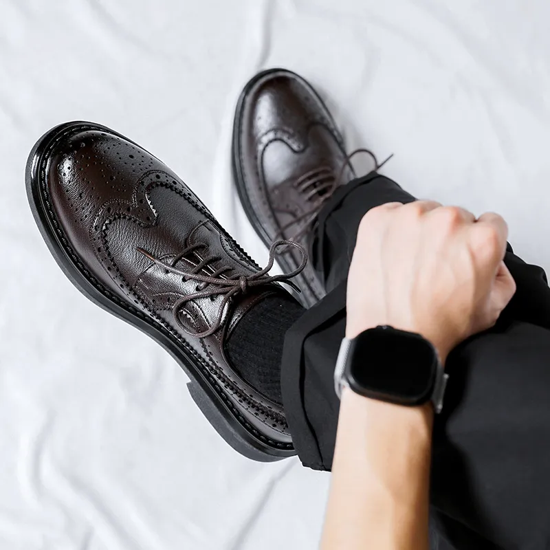 Romon Dress Shoes Men Low Top Black-5