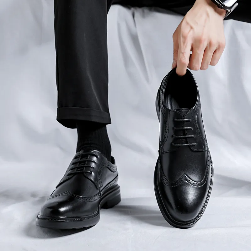 Romon Dress Shoes Men Low Top Black-8