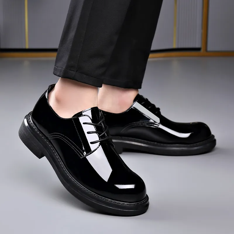 Romon Dress Shoes Men Low Top Black-3