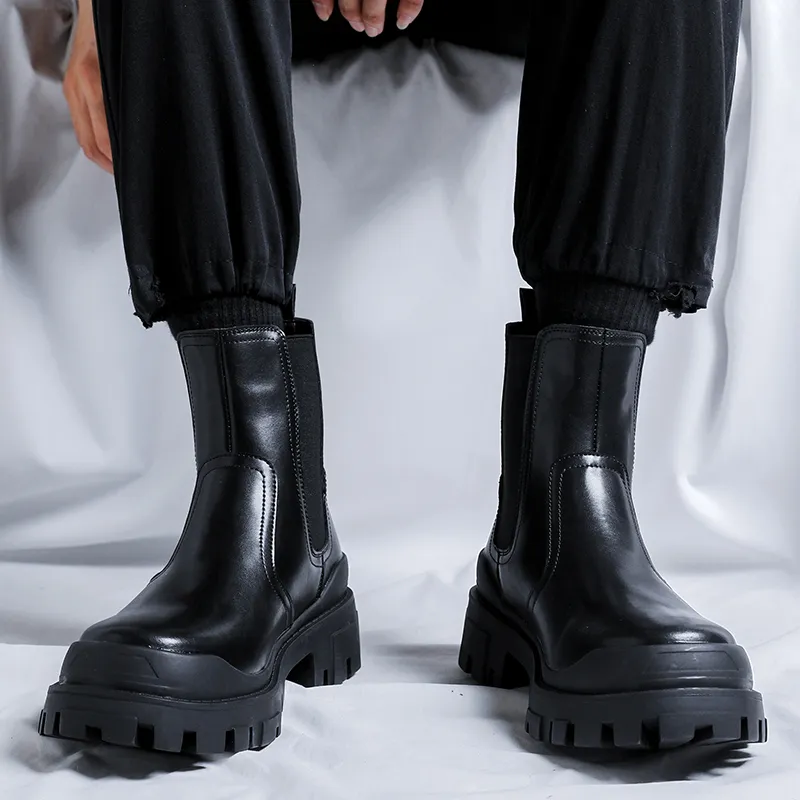 Romon Chelsea Boots Men's Black-1