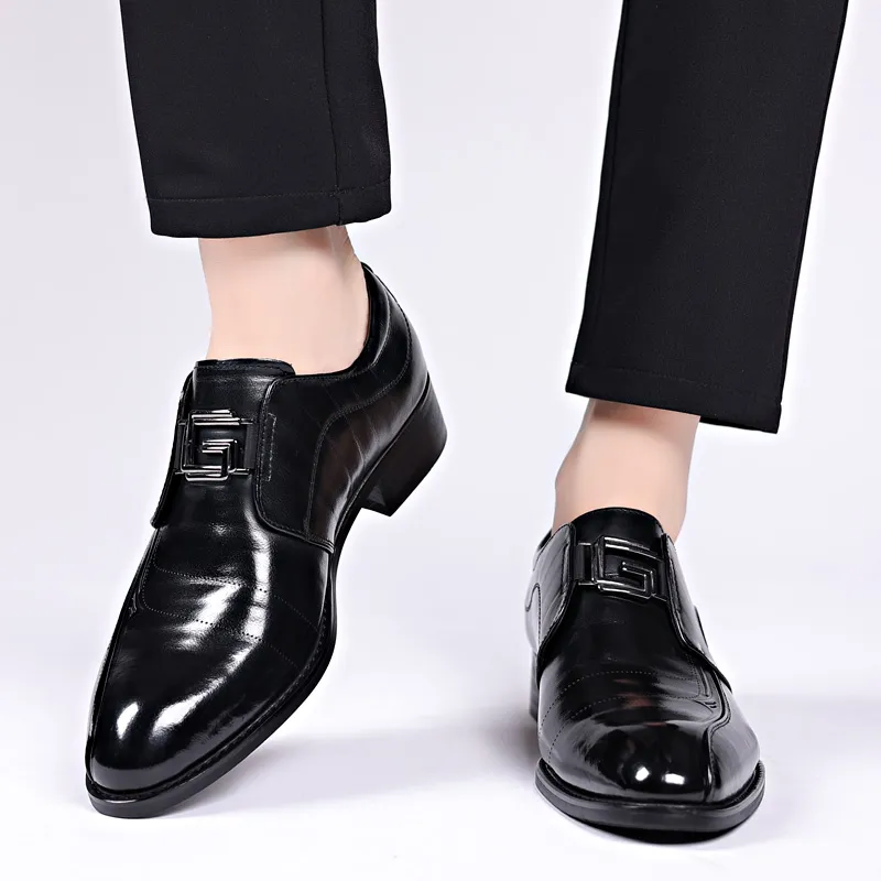 Romon Dress Shoes Men Low Top Black-1