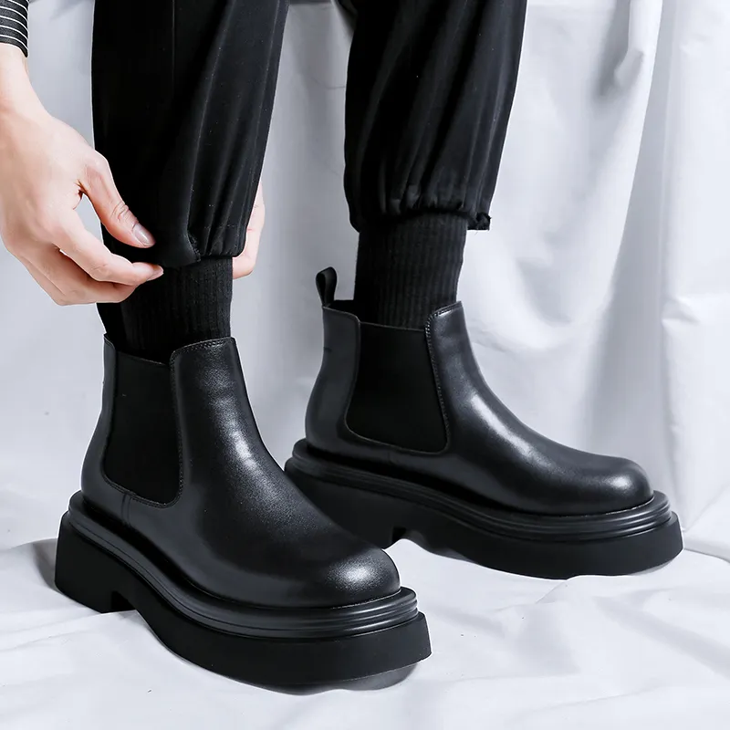 Romon Chelsea Boots Men's Black-5