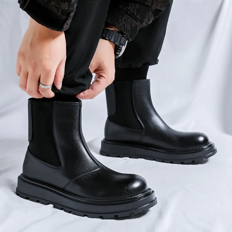 Romon Short Chelsea Boots Men's Black-2