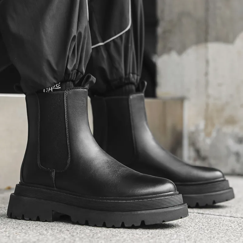 Romon Chelsea Boots Men's Black-1