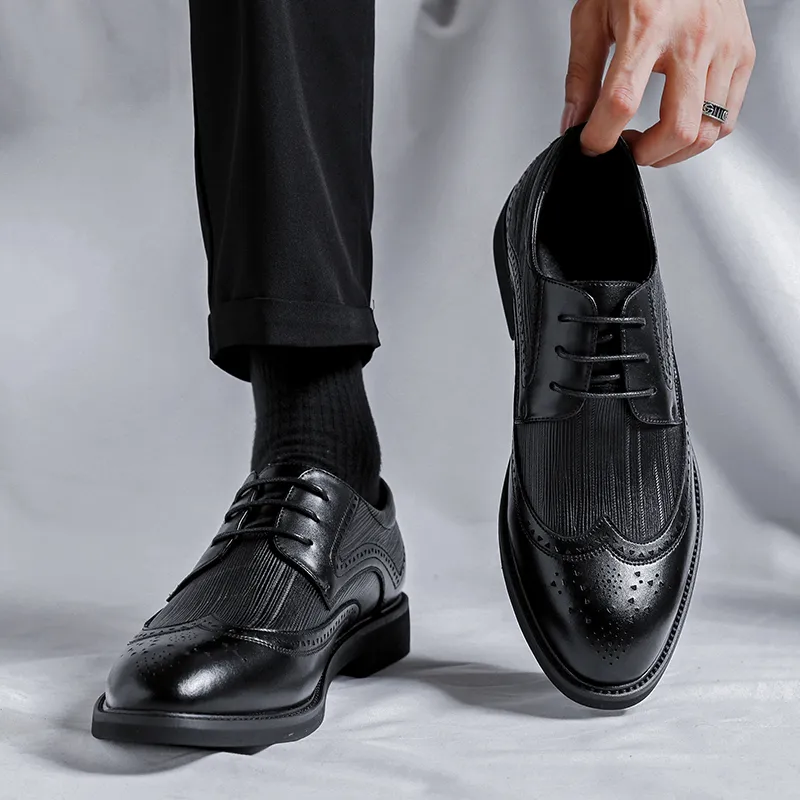 Romon Dress Shoes Men Low Top Black-1