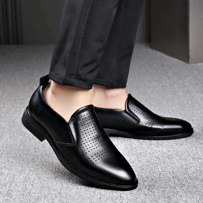 Romon Dress Shoes Men Low Top Black-29