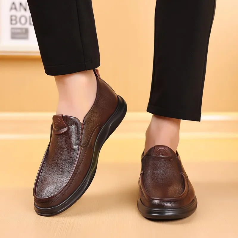 Romon Men's Casual Shoes Men Low Top Black, Brown-5