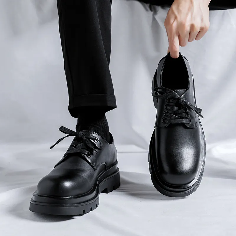 Romon Men's Casual Shoes Men Mid Top Black-9