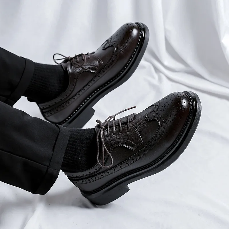 Romon Dress Shoes Men Low Top Black-9