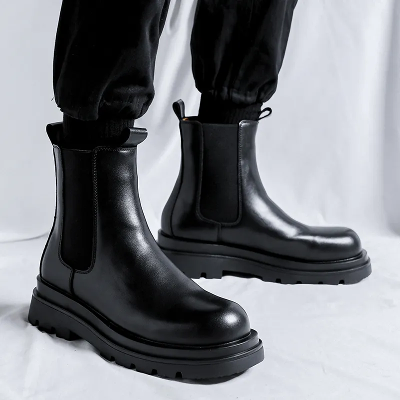 Romon Chelsea Boots Men's Black-3