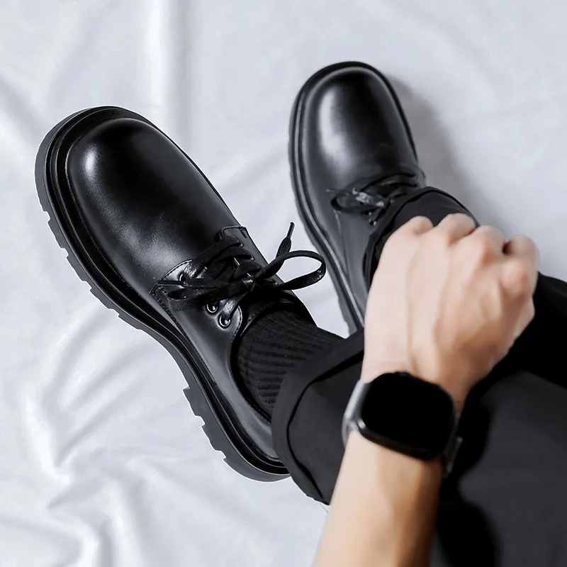 Romon Men's Casual Shoes Men Mid Top Black-5