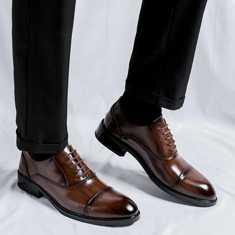 Romon Dress Shoes Men Low Top Black/Brown-9