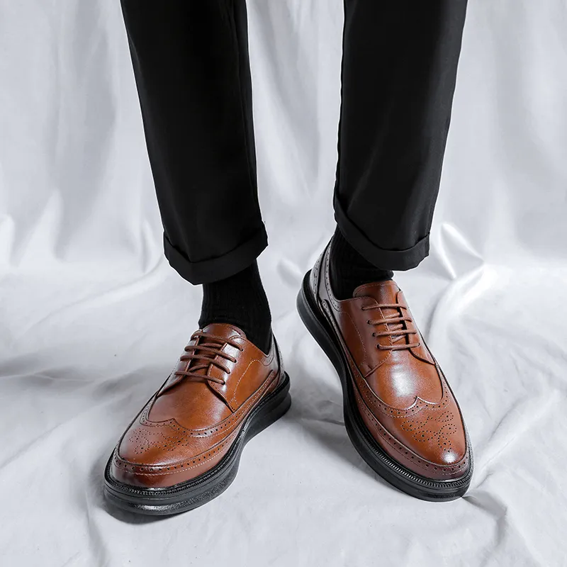 Romon Dress Shoes Men Low Top Black, Brown, Gray, White-19