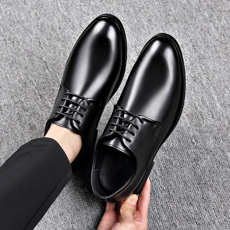 Romon Dress Shoes Men Low Top Black-2