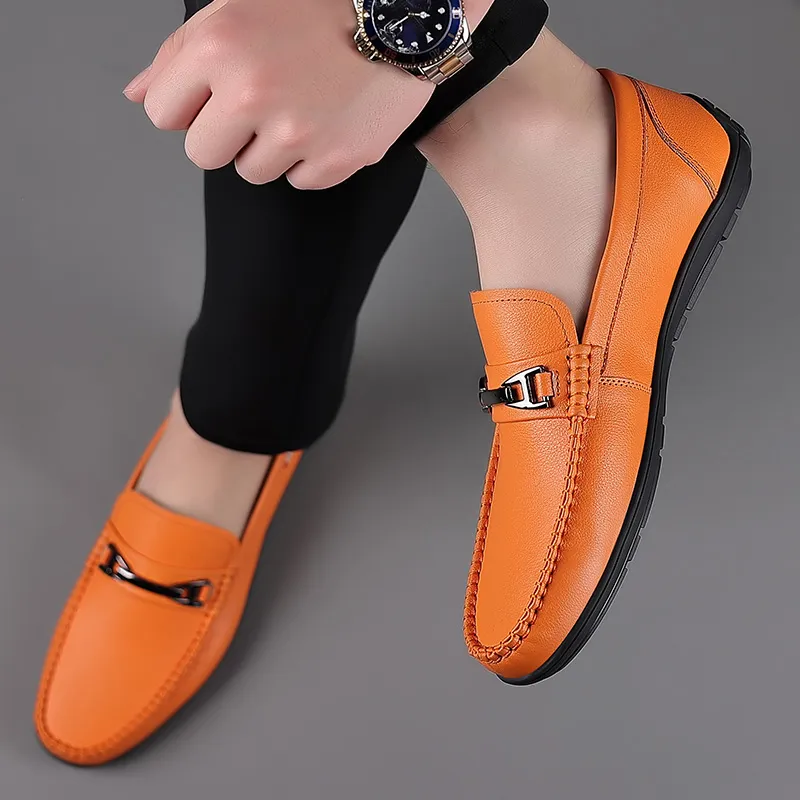 Romon Men's Casual Shoes Men Low Top Black, White, Orange-1