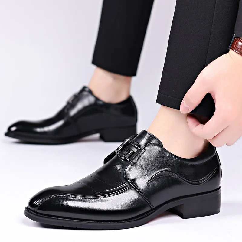 Romon Dress Shoes Men Low Top Black-3