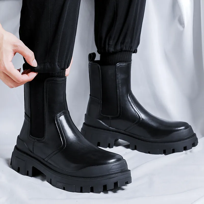 Romon Chelsea Boots Men's Black-2