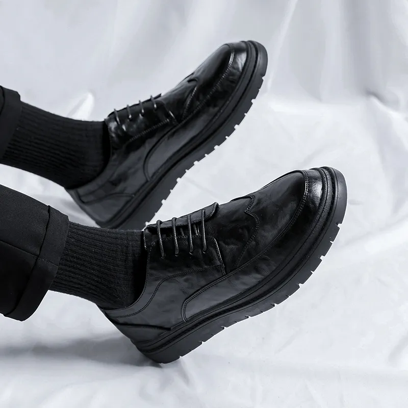 Romon Men's Casual Shoes Men High Top Black-3