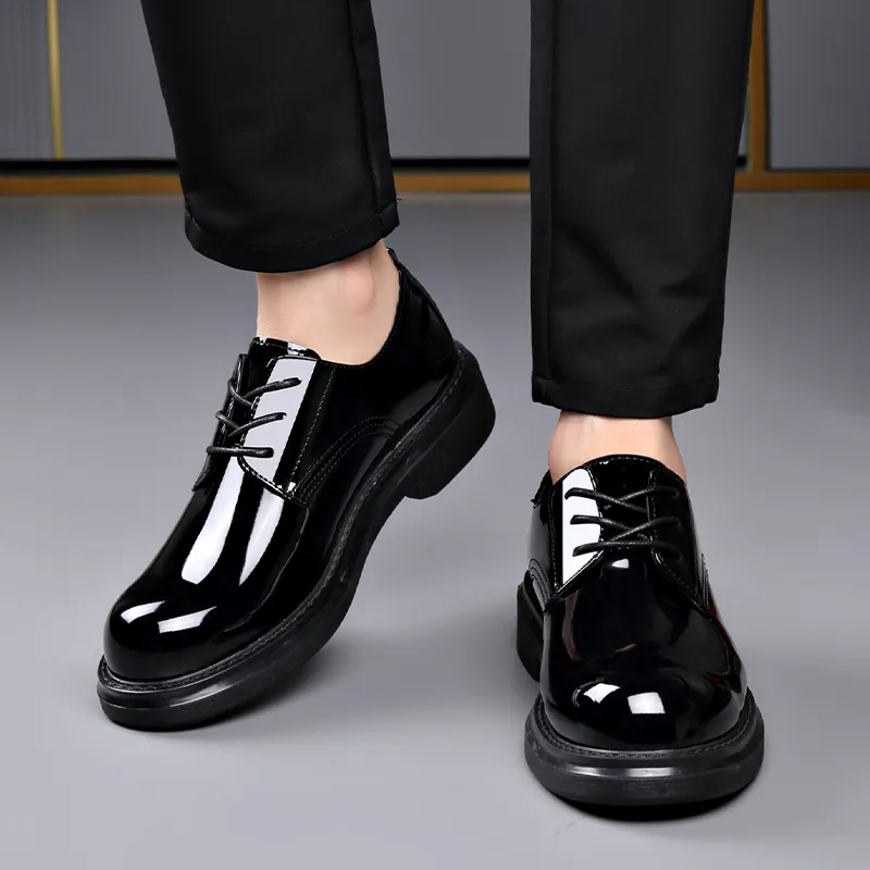 Romon Dress Shoes Men Low Top Black-2