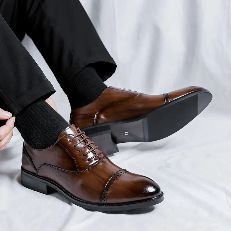 Romon Dress Shoes Men Low Top Black/Brown-5