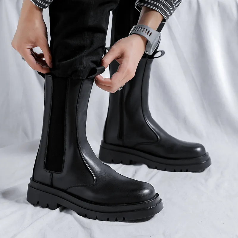 Romon Crew Chelsea Boots Men's Black-2