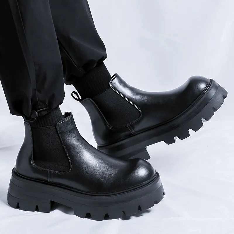 Romon Chelsea Boots Men's Black-5