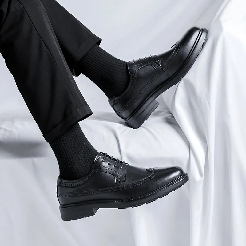 Romon Dress Shoes Men Low Top Black-9