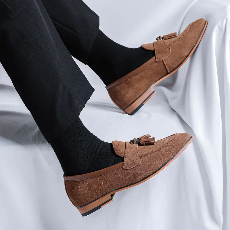 Romon Men's Casual Shoes Men Low Top Black/Brown-9