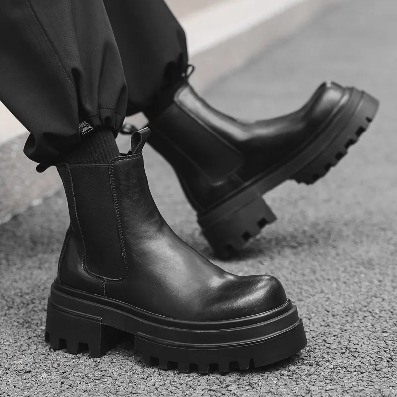 Romon Short Chelsea Boots Men's Black-3