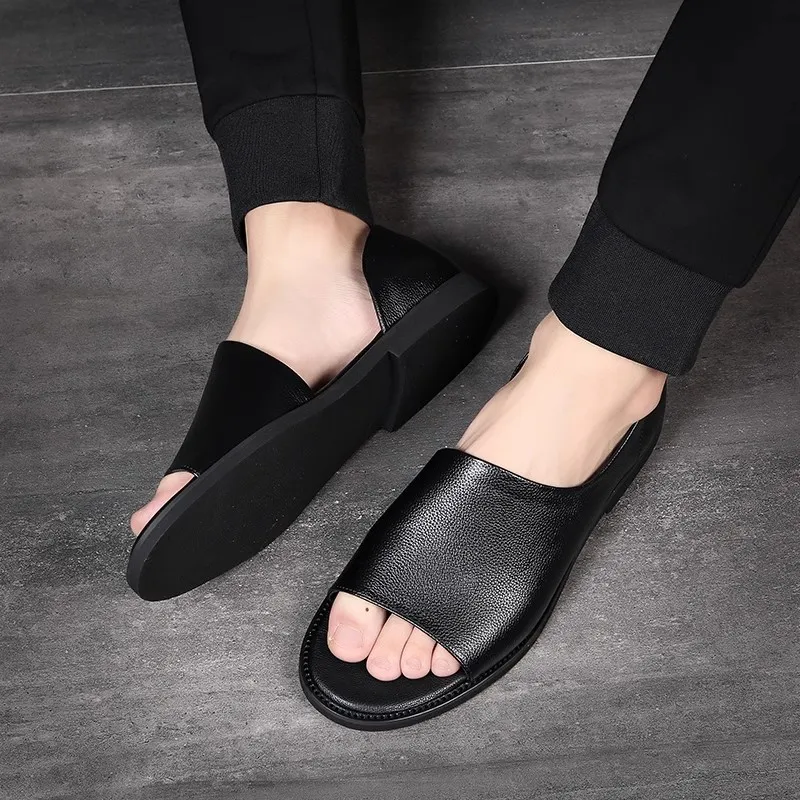 Romon Roman Sandals Men's Black-6