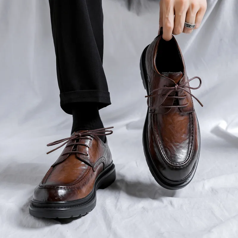 Romon Dress Shoes Men Low Top Black, Brown-9