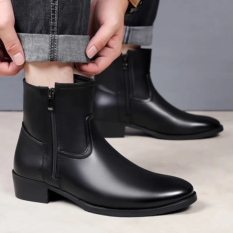Romon Short Chelsea Boots Men's Black-3