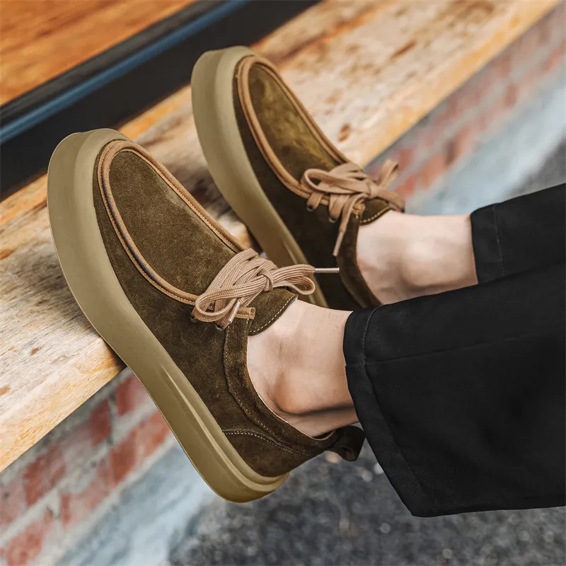 Romon Men's Casual Shoes Men Low Top Brown, Khaki-8
