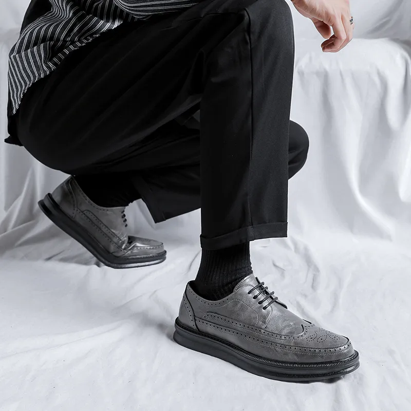 Romon Dress Shoes Men Low Top Black, Brown, Gray, White-8