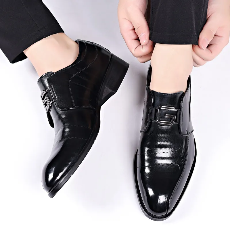 Romon Dress Shoes Men Low Top Black-2