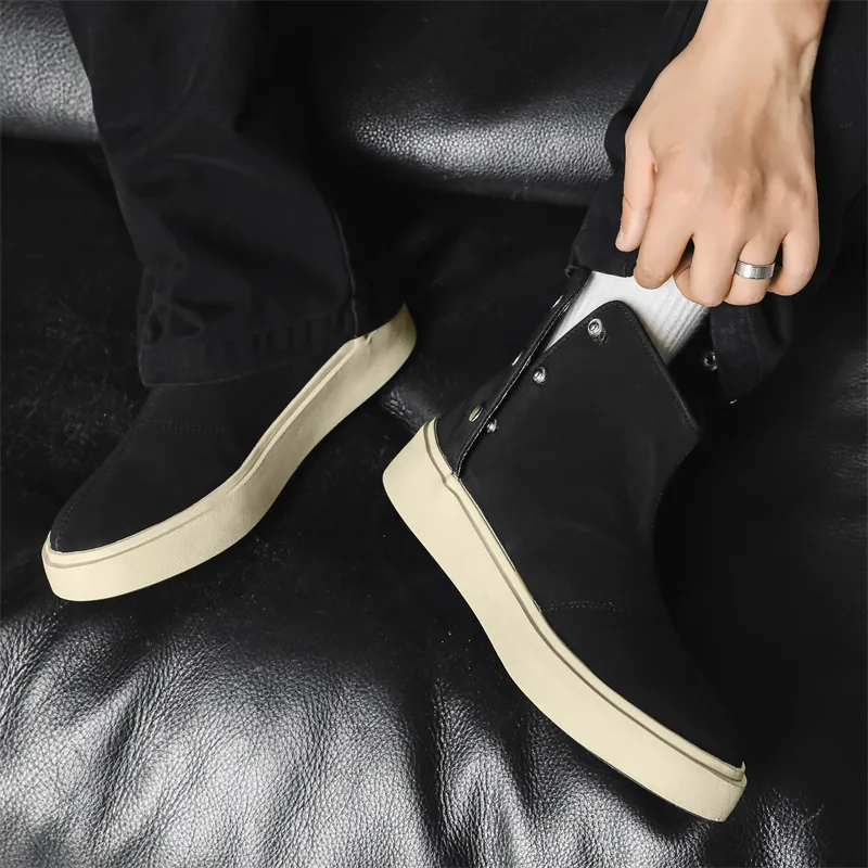OUBT Niche Luxury Streetwear Ankle Boots Men's Black-5