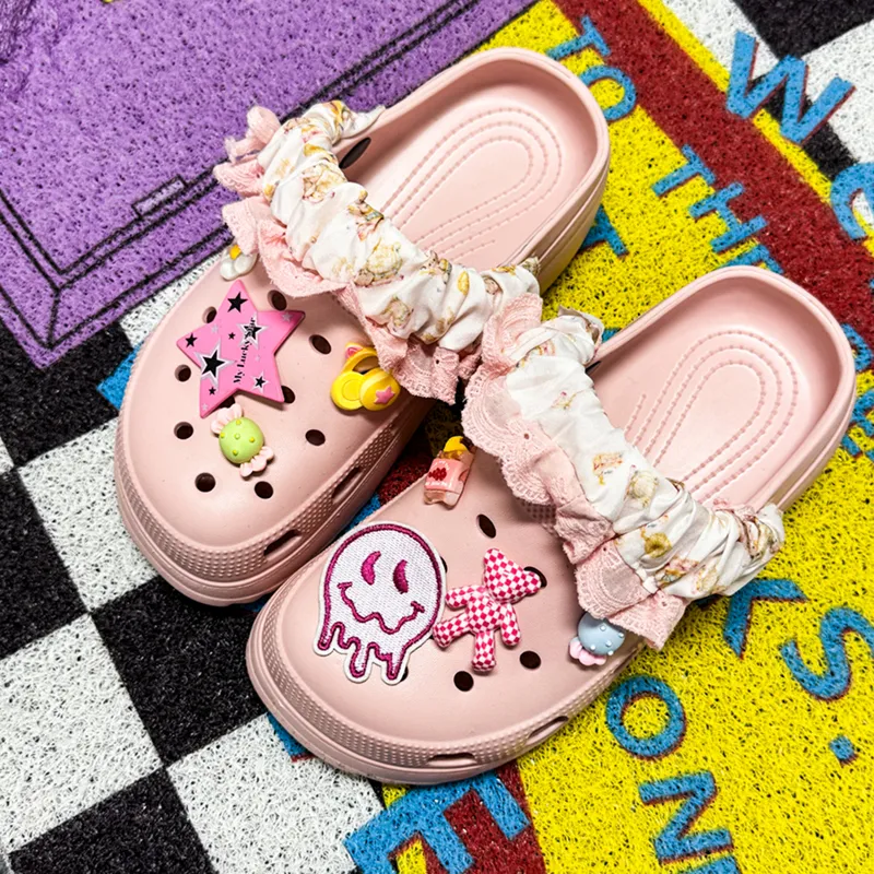 OUBT Sweet Style Girlish, Lace Trim Design Clogs Women's Pink-4