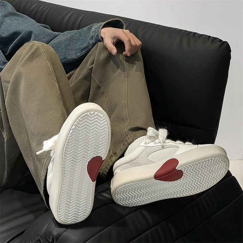 OUBT Heart Design, Couple Shoes Breathable And Slip Resistant Low Top Skateboard Shoes Unisex Koala Gray-7