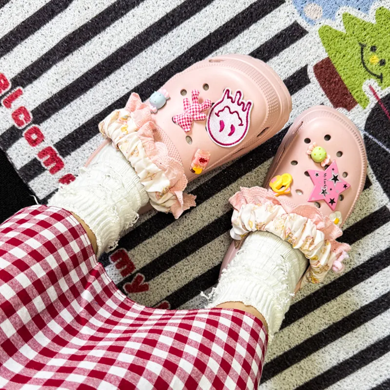 OUBT Sweet Style Girlish, Lace Trim Design Clogs Women's Pink-5
