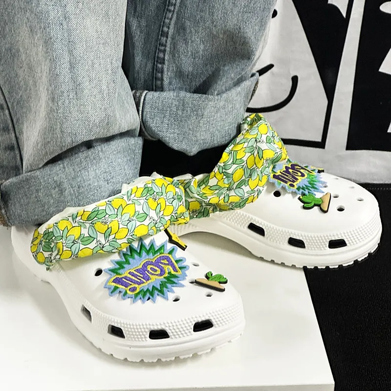 OUBT Niche Hip Hop Style, Explosive Citrus Lemon Clogs Men's White-6