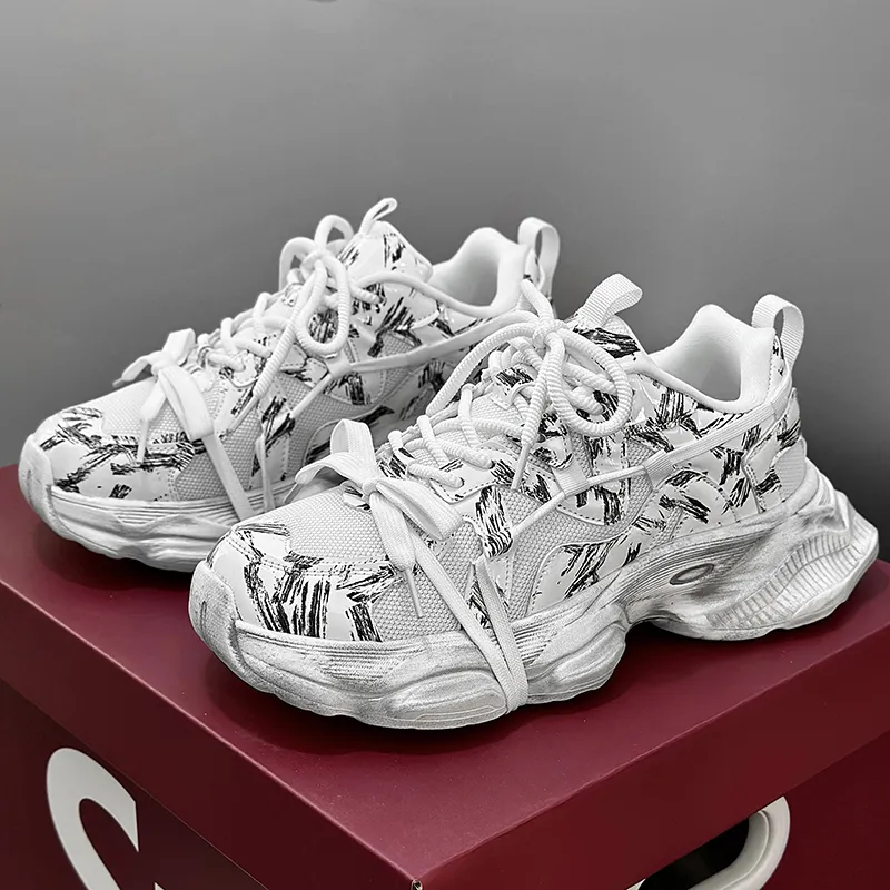 OUBT Niche Lace Up Slip Resistant, Breathable, Height Increasing Low Top Chunky Sneakers Unisex-8