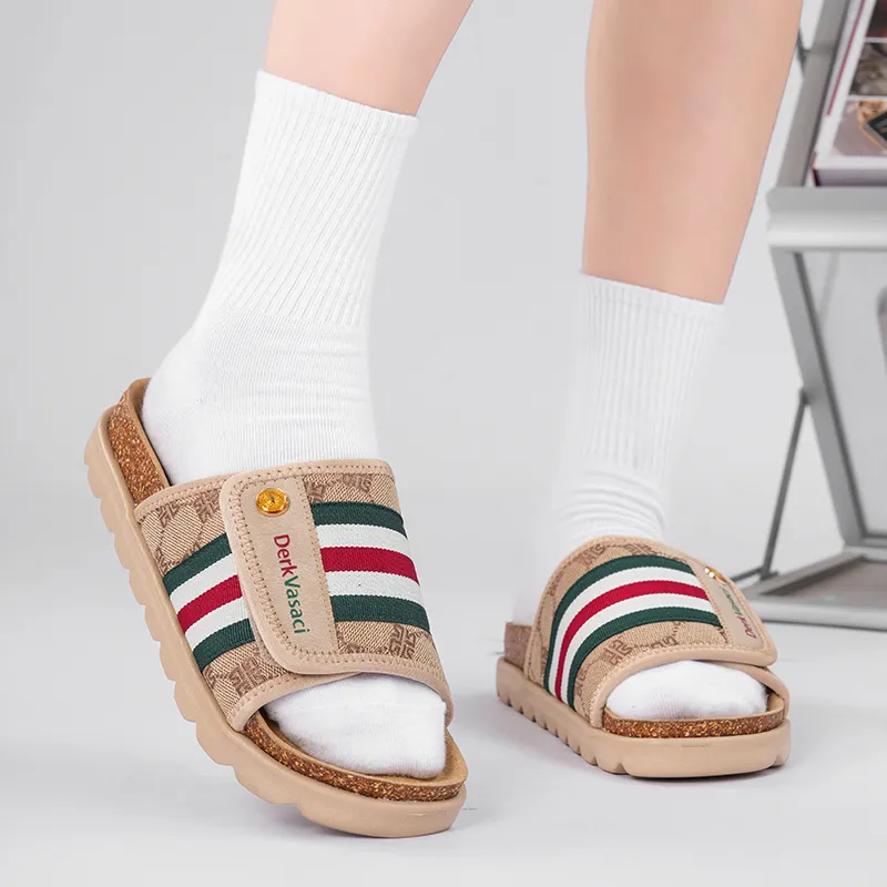 OUBT Rubber Sole Slip Resistant Odor Resistant Abrasion Resistant Slide Slippers Unisex Khaki-6