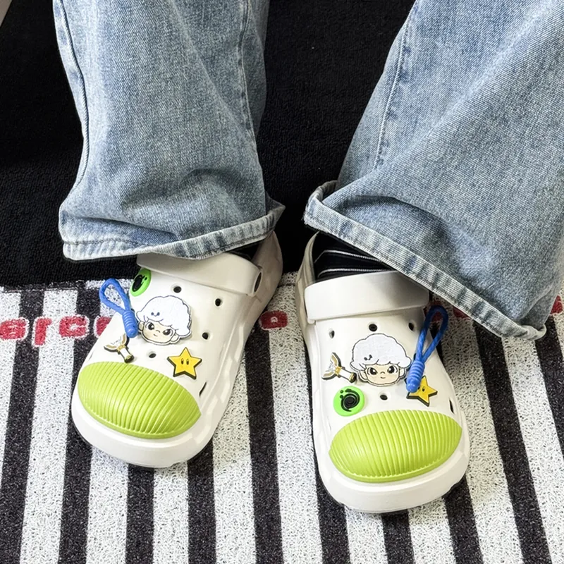 OUBT Celestial Clan Stars, Shell Head Design Clogs Unisex White Green-6